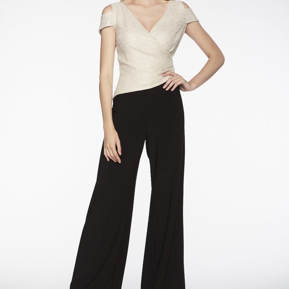 Frank Lyman Design Pants - FRANK LYMAN Gorgeous Black Gold Jumpsuit 14 NWT